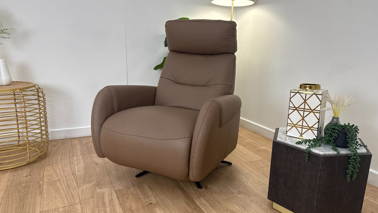 Sofology The Monroe Recliner Chair in Trusty Matt Leather Mushroom