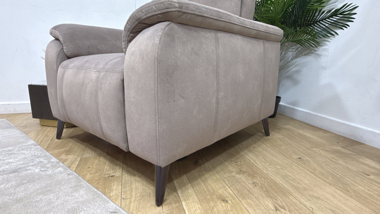 Sofology Bailey Fabric Chair Power Recliner/Headrest in Lifestyle Flecked Nutmeg