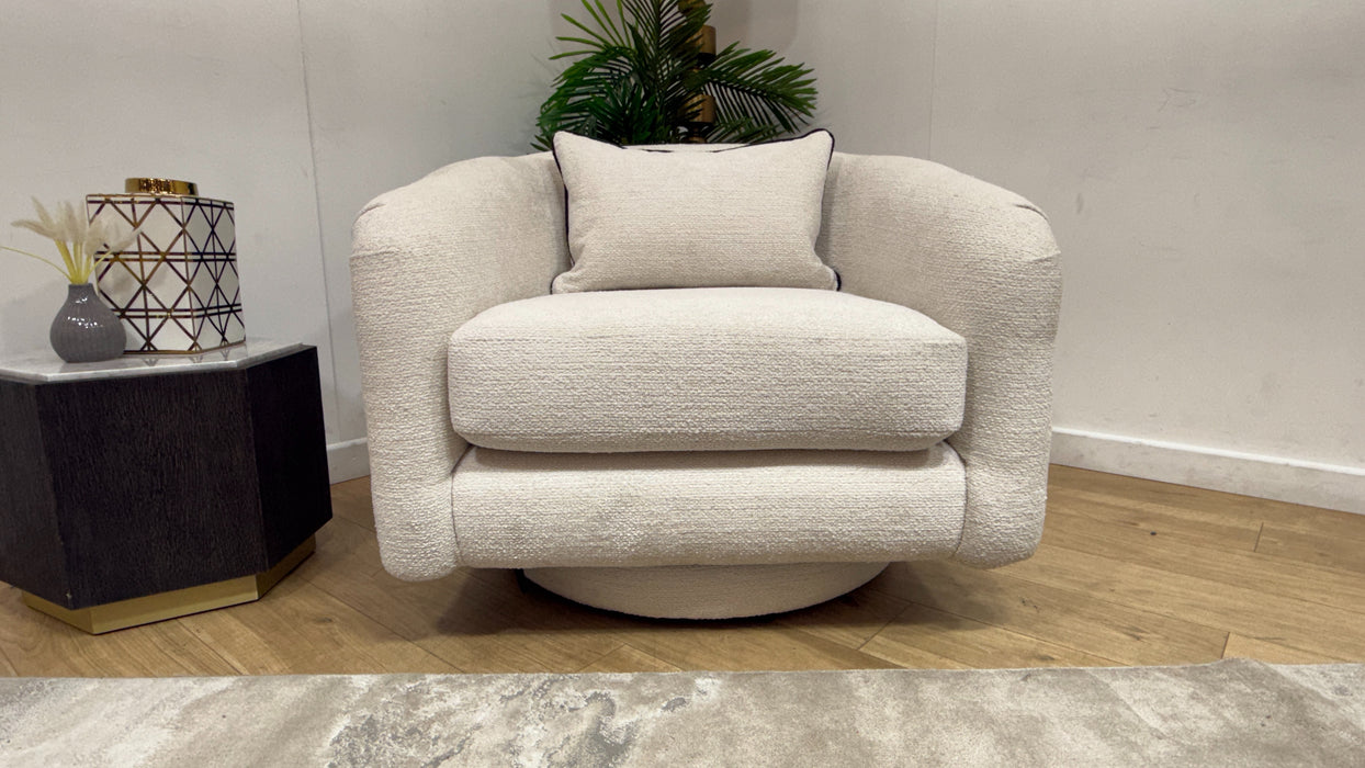 Sofology Westwood Fabric Swivel Chair in Soft Boucle Ecru Mix