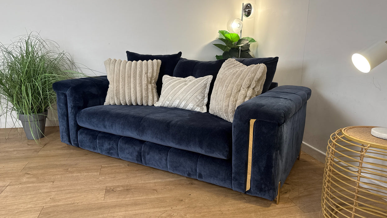 Sofology The Oscar 4 Seater Fabric Sofa in Fine Textured Chenille Navy Mix