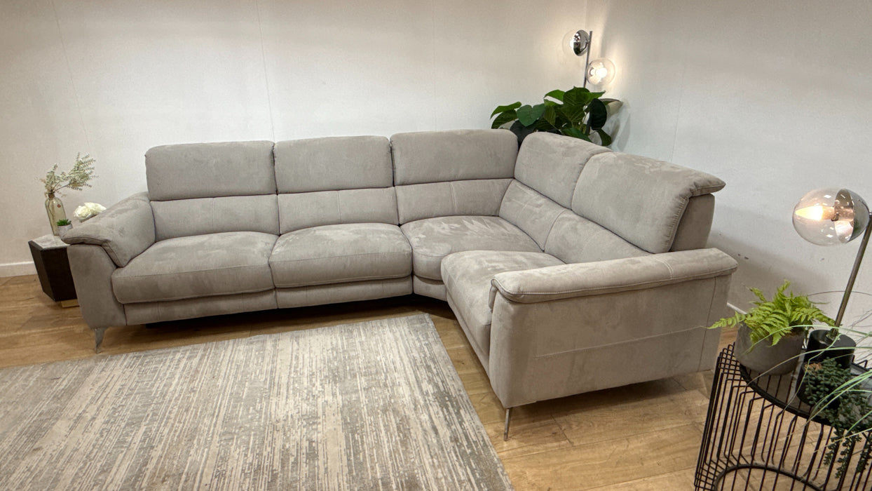 Sofology Illinois Fabric 2 Corner 1 Power Recliner/Headrest x 1 in Lifestyle Textured Grey
