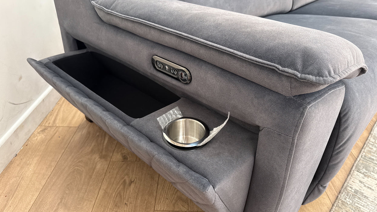 Sofology Benz Fabric 3 Seater Power Recliner/Headrest in Lifestyle Flecked Charcoal