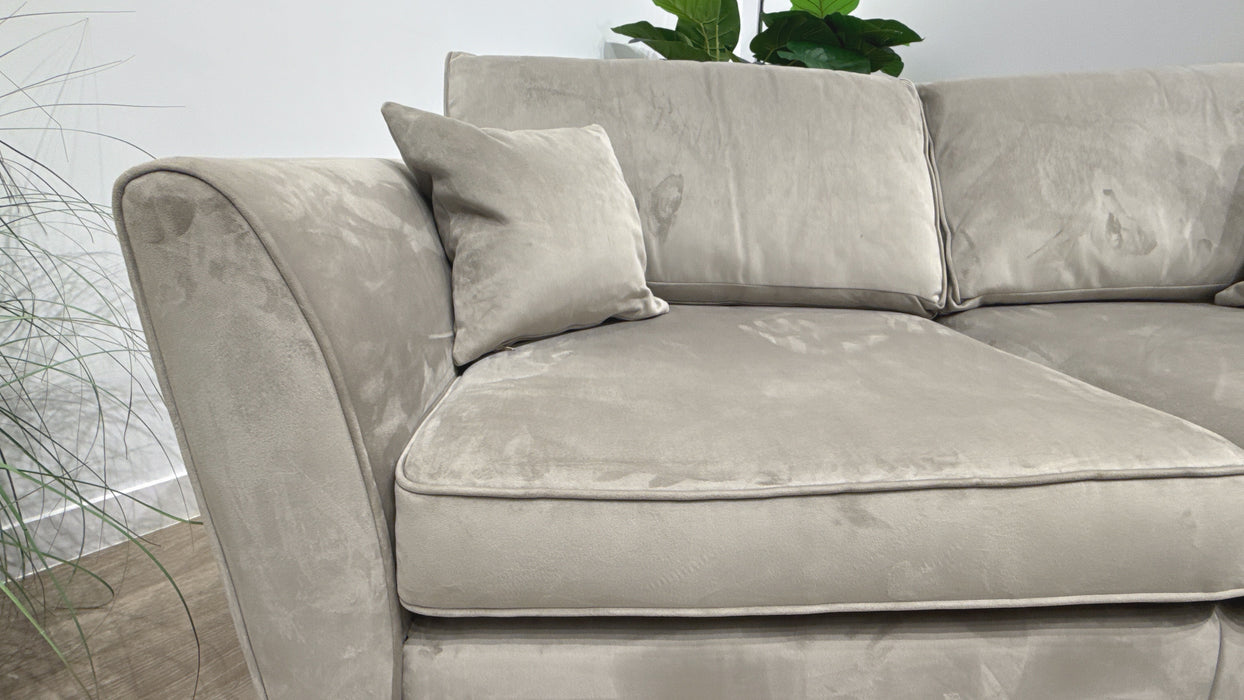 Sofology Keswick Fabric 3 Seater Sofabed Zoned Memory Foam Mattress in Deluxe Velvet Pebble