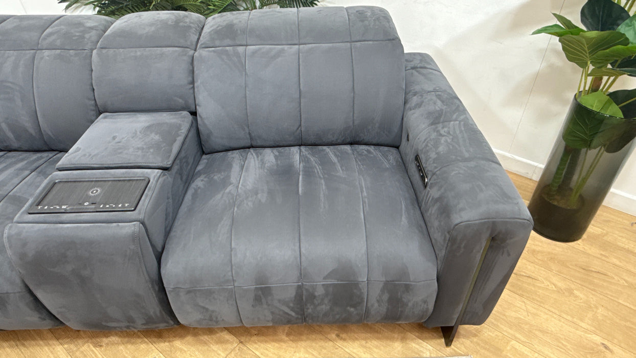 Sofology Paramount Fabric 2.5 Seater Console Power Recliner/Headrest Heated Seats Speakers in Lifestyle Nubuck Feel Charcoal