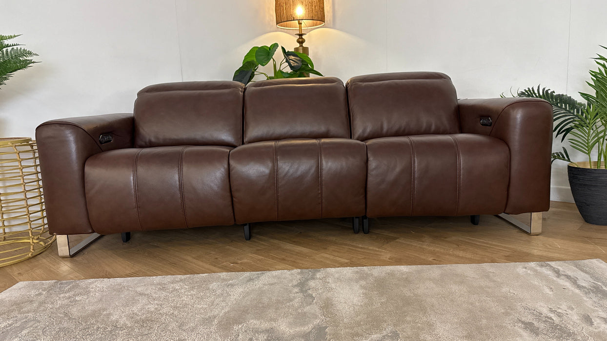 Sofology Marvella Leather 3 Seater Recliner in Trusty Sheen Chocolate