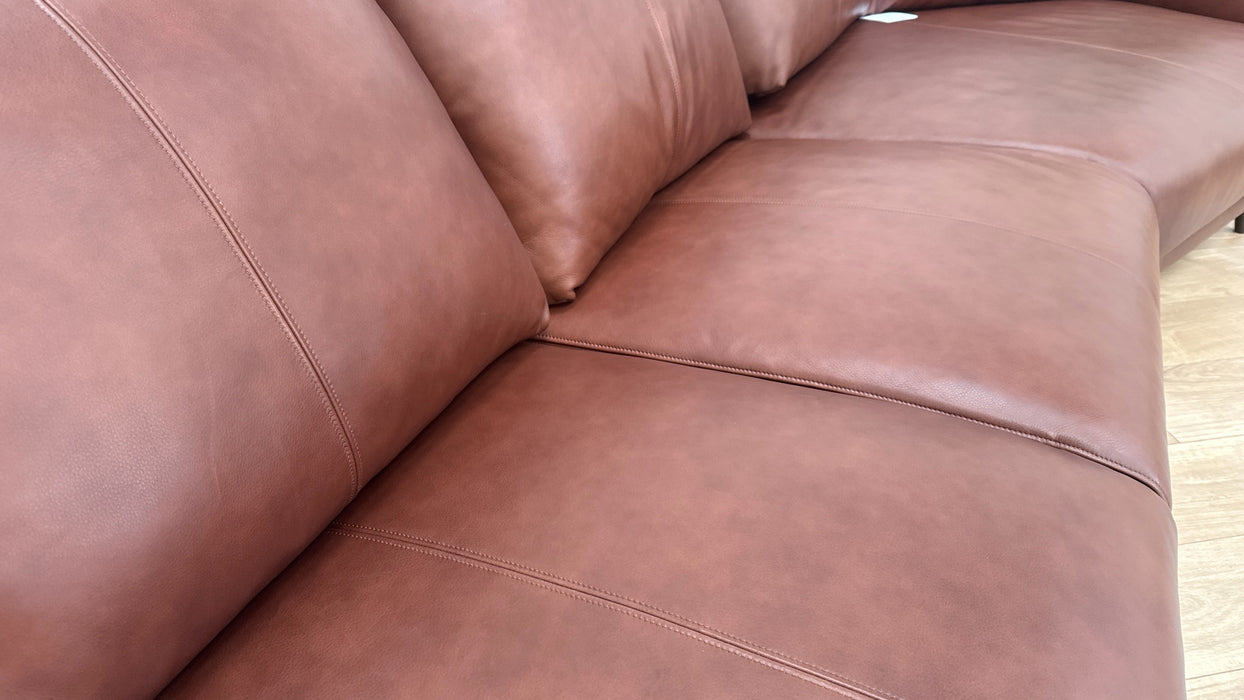 Sofology Adler Leather 4 Seater Asymmetric in Relaxed Soft Brown
