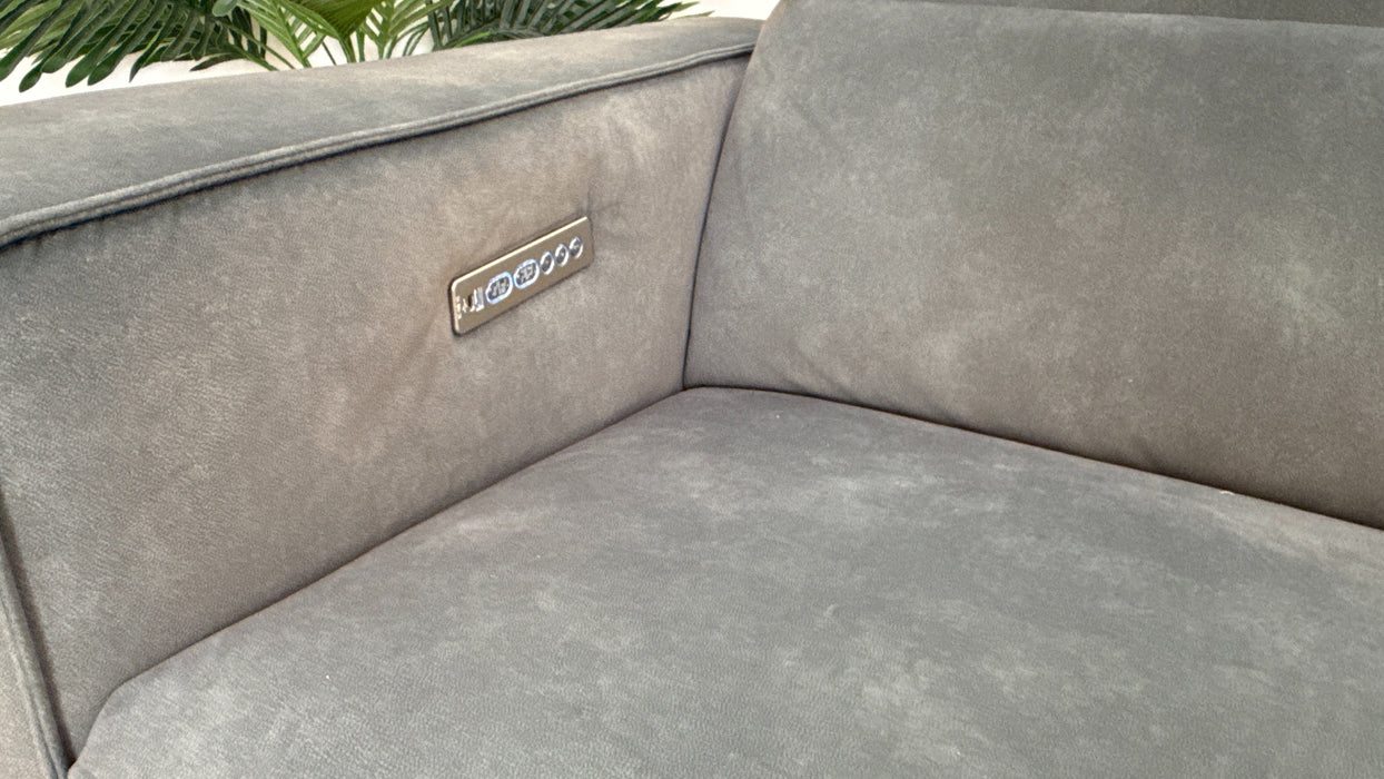 Sofology The Horizon Fabric 2.5 Seater Power Recliner/Headrest in Lifestyle Flecked Mineral Green