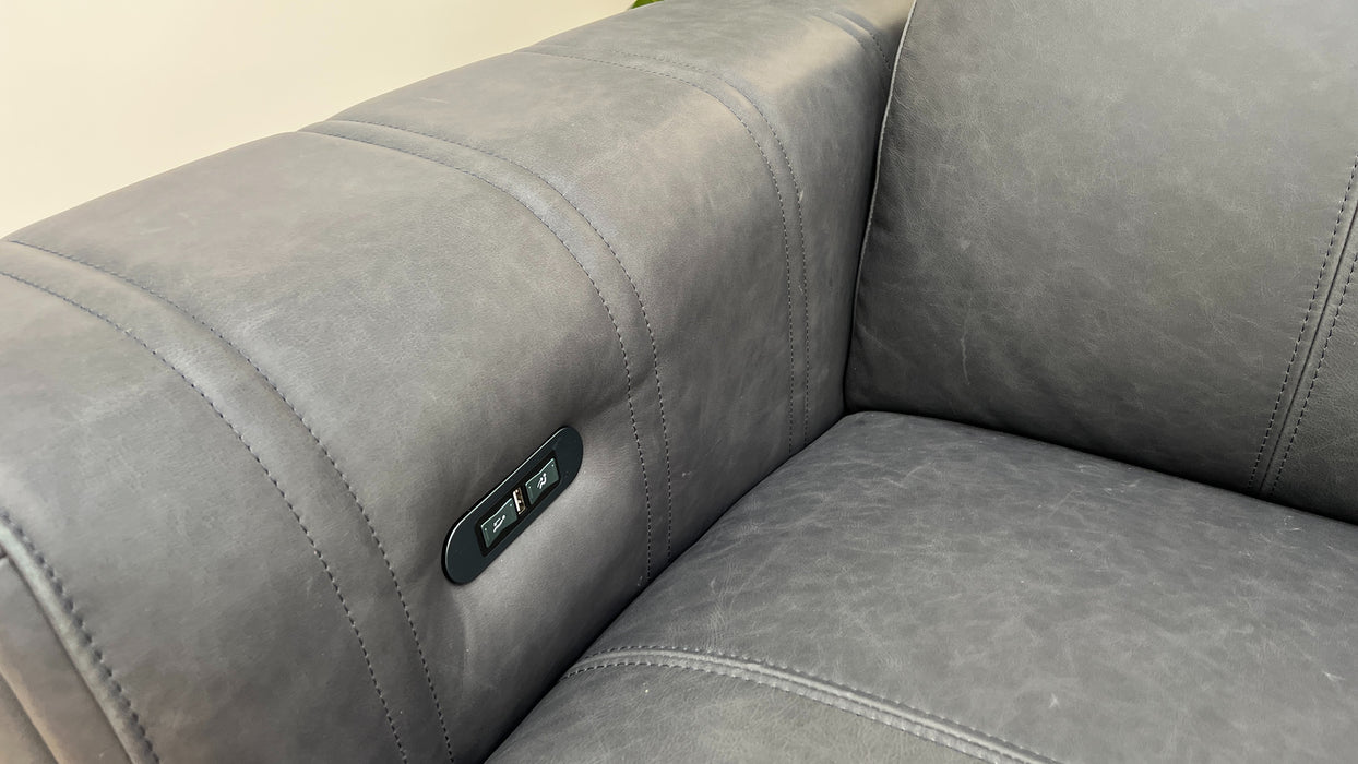 Mason 1 Seater - Leather Power Reclining Chair - Charcoal