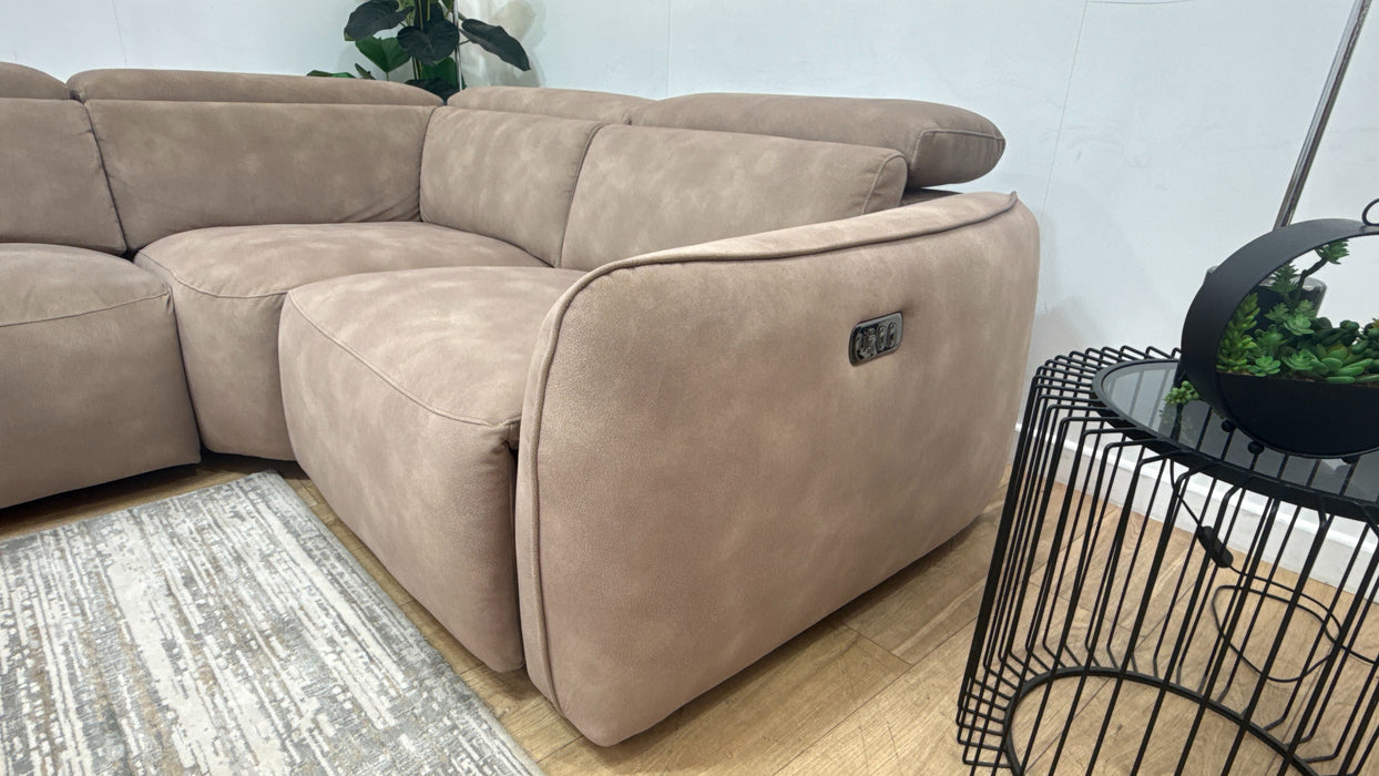 Sofology Serene Fabric 3 Corner 1 Power Recliner/Headrest in Lifestyle Mottled Latte