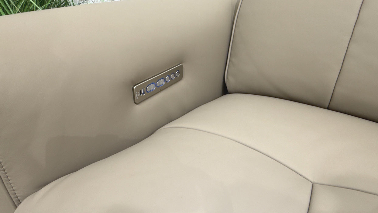 Sofology Riviera Leather 2 Seater Power Recliner/Headrest in Trusty Super Matt Putty
