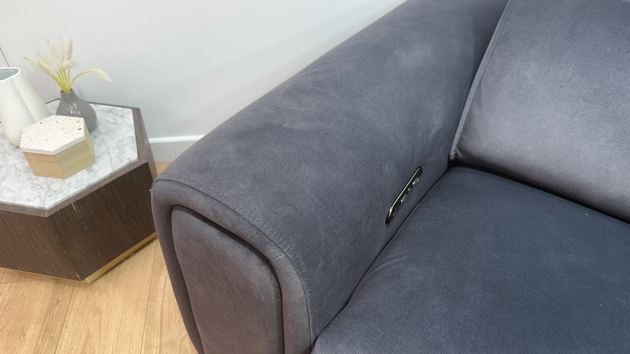 Sofology Premiere Fabric 3 Seater Compact Cinema Sofa Smart Consoles Power Recliner/Headrest x 3 in Lifestyle Flecked Anthracite