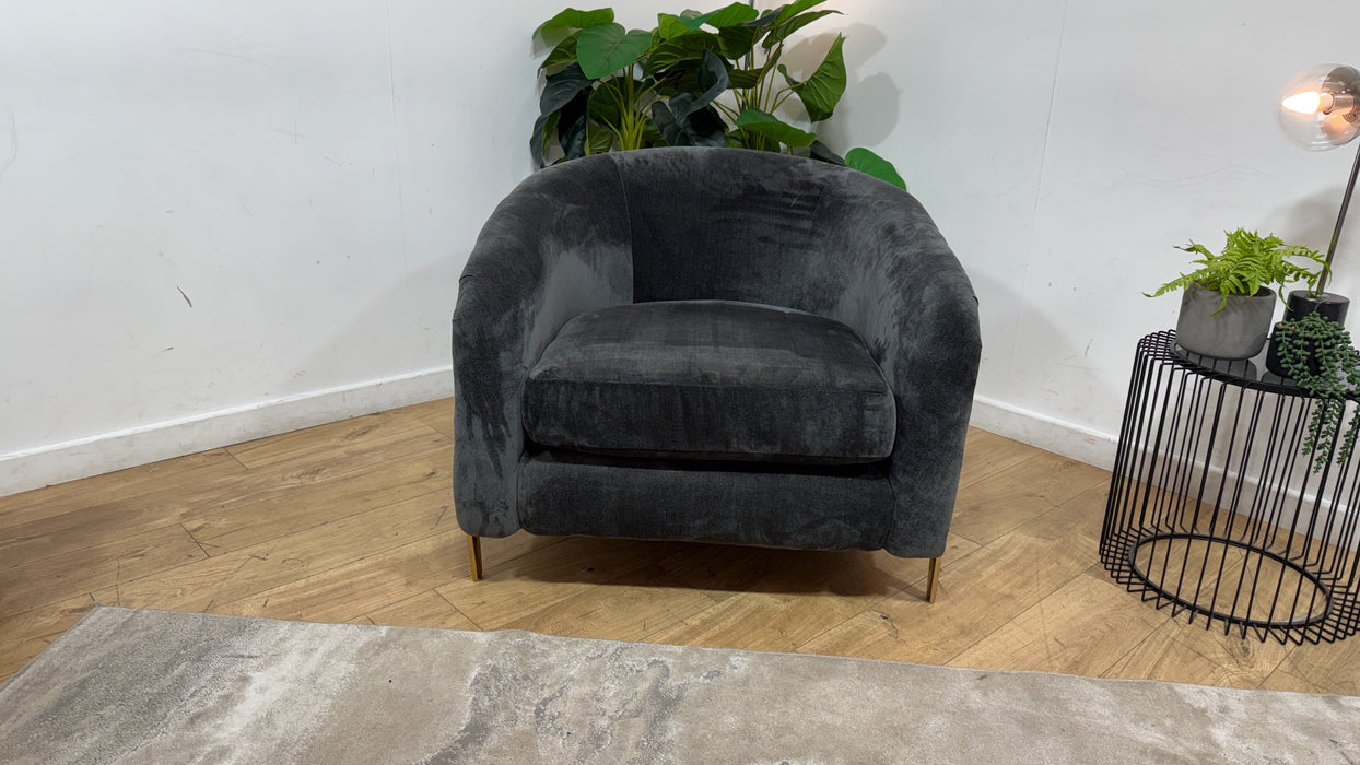 Sofology Oscar Fabric Accent Chair in  Fine Textured Chenille Charcoal Mix