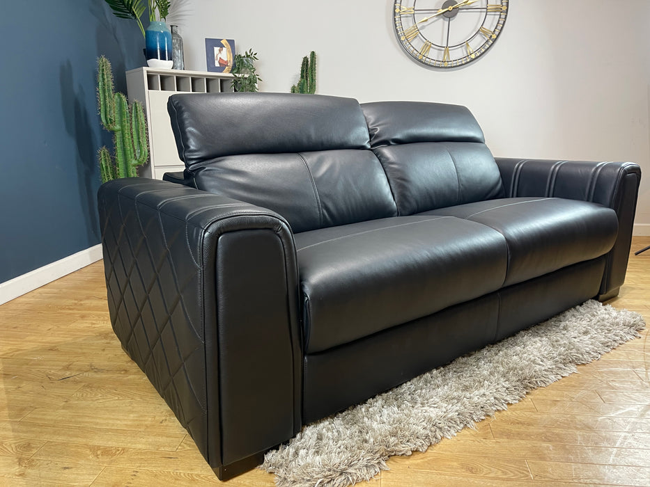 Mason 3 Seater Trusty Embossed Jet Black Leather (WA2)