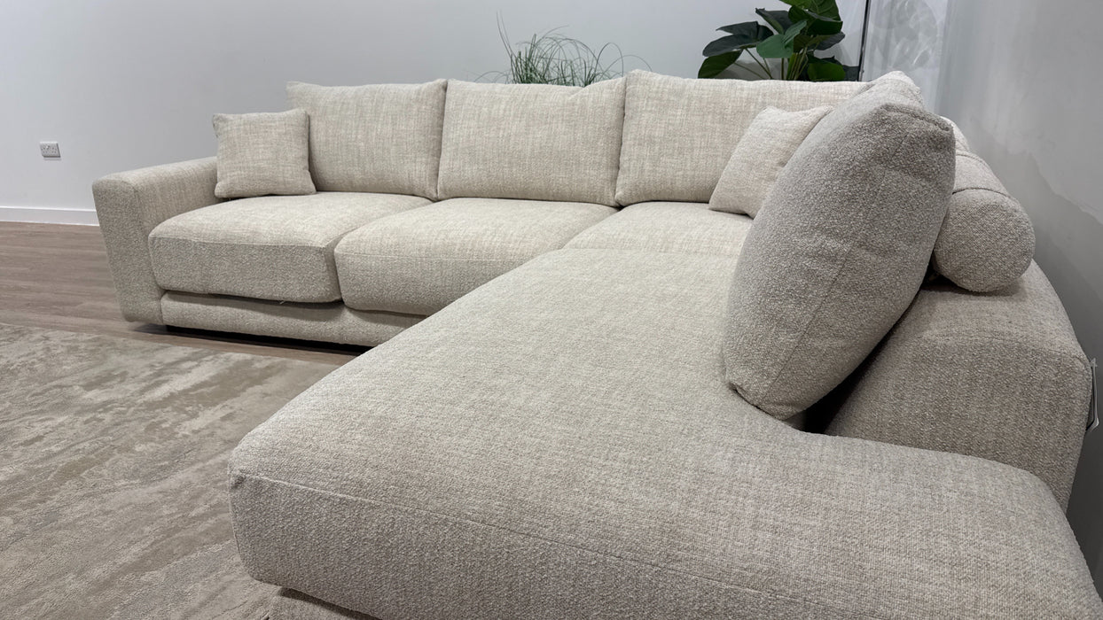 Sofology Amalfi Fabric 2 Corner 1 Chaise in Micro Flecked Boucle Natural