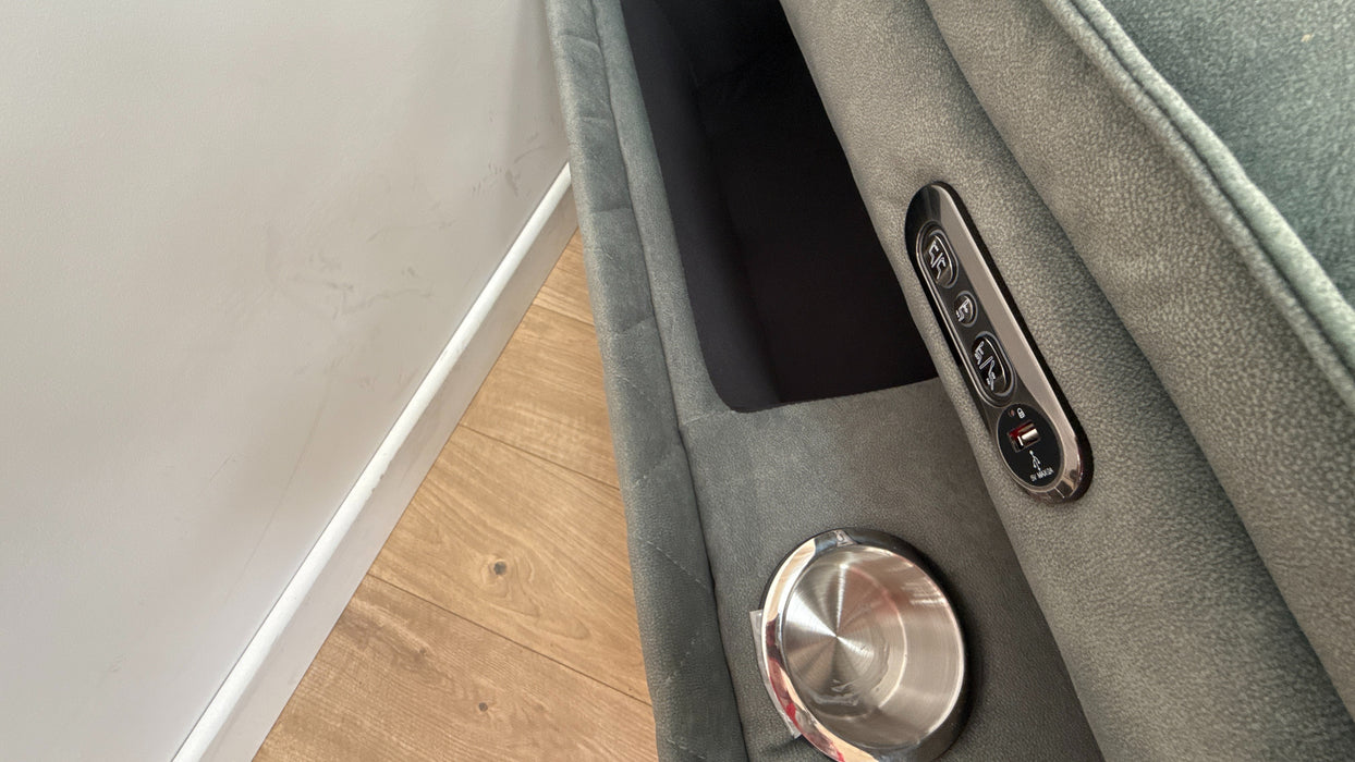 Sofology Benz Fabric 2 Seater Power Headrest/Recliner in Lifestyle Flecked Ivy Green