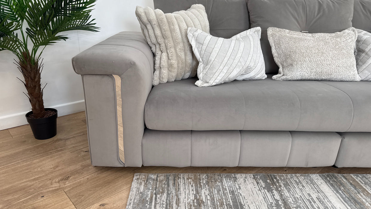 Sofology Oscar 4 Seater Split Fabric Sofa in Matt Velvet Pebble