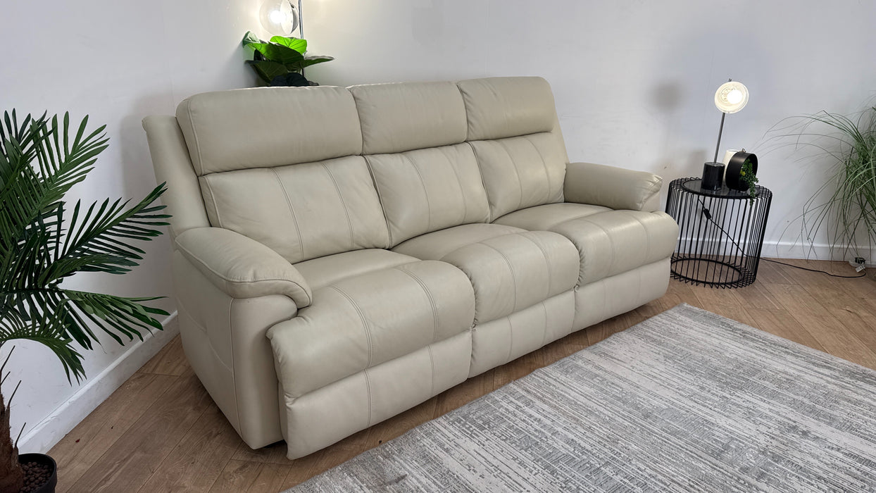 Sofology Gracie Leather 3 Seater in Trusty Sheen Bone China