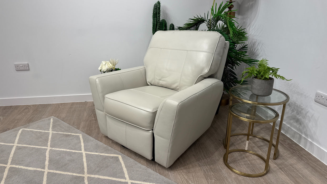 DFS Sophia Leather Chair Power Recliner in Pearl