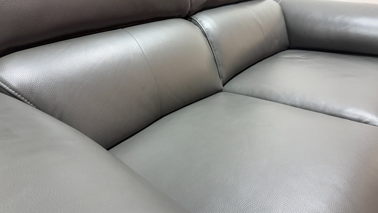 Sofology Hugo Leather 2 Seater Power Recliner/Headrest in Trusty Embossed Charcoal