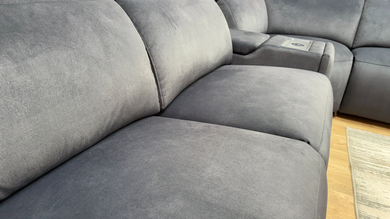Sofology Fabric 3 Corner Console 1.5 Chaise Power Recliner/Headrest in Lifestyle Flecked Anthracite