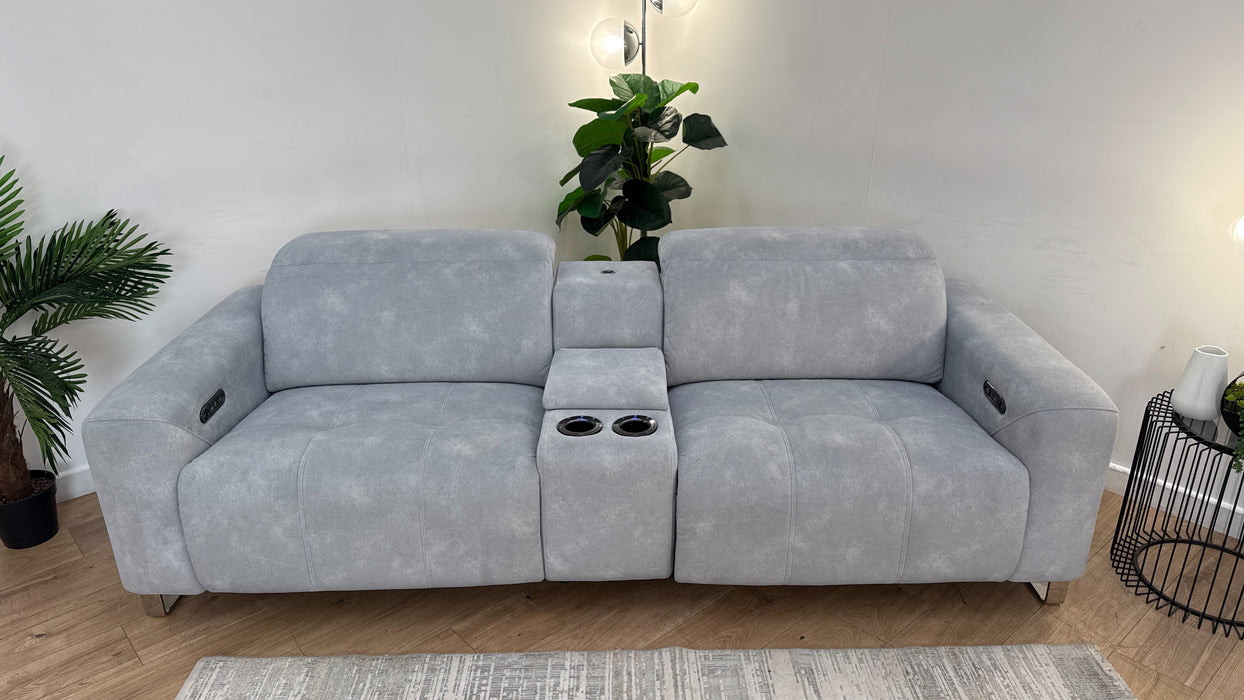 Sofology Marvella Fabric 2.5 Seater Console Power Recliner/Headrest in Lifestyle Flecked Silver