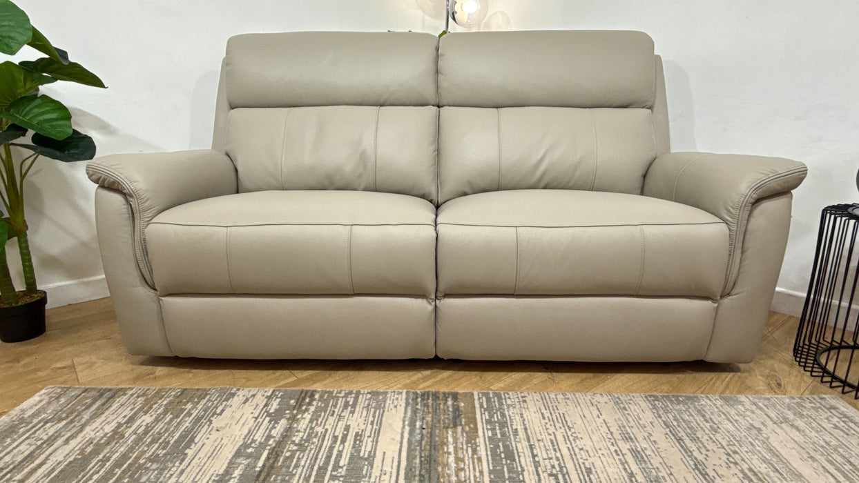 Sofology Bradie Leather 2.5 Seater Power Recliner/Headrest in Trusty Embossed Light Grey