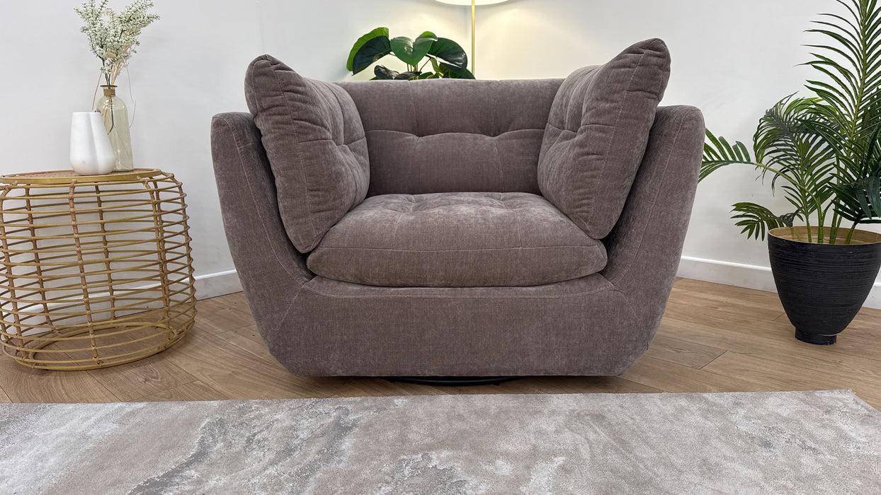 Sofology The Cocoon Fabric Swivel Chair in Relaxed Chenille Nutmeg