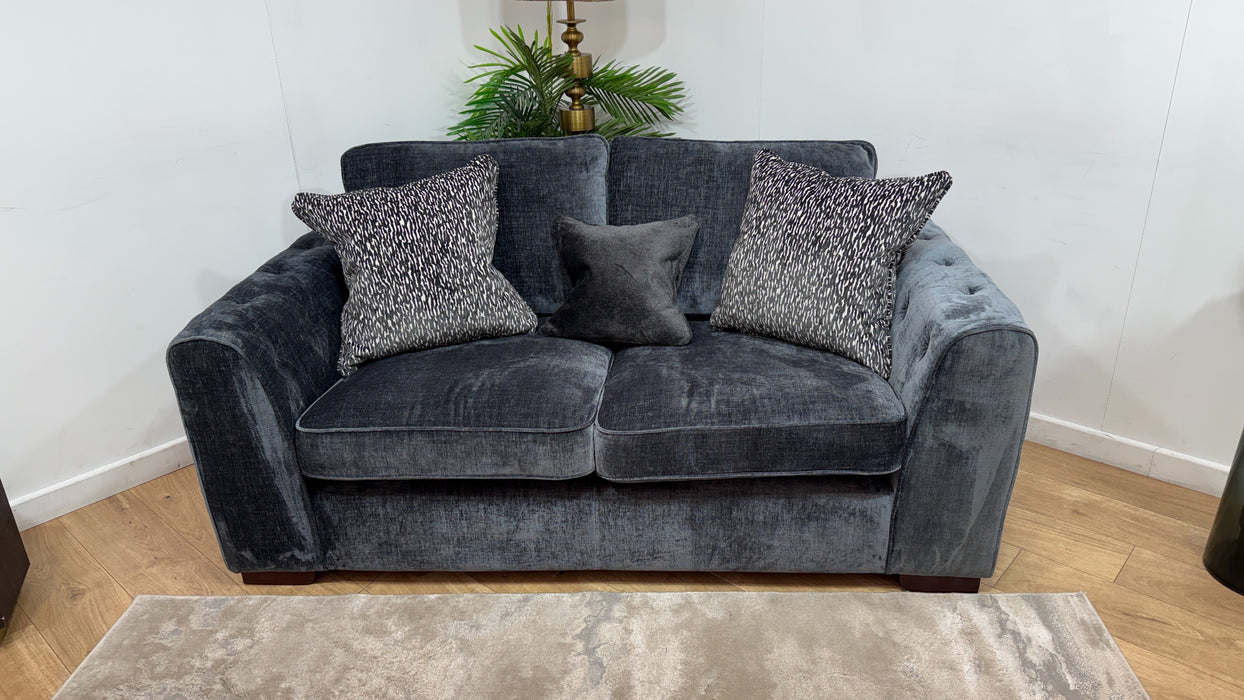 Sofology Valentina Fabric 2 Seater Full Back Foam Seats in Luxury Chenille Charcoal Mix