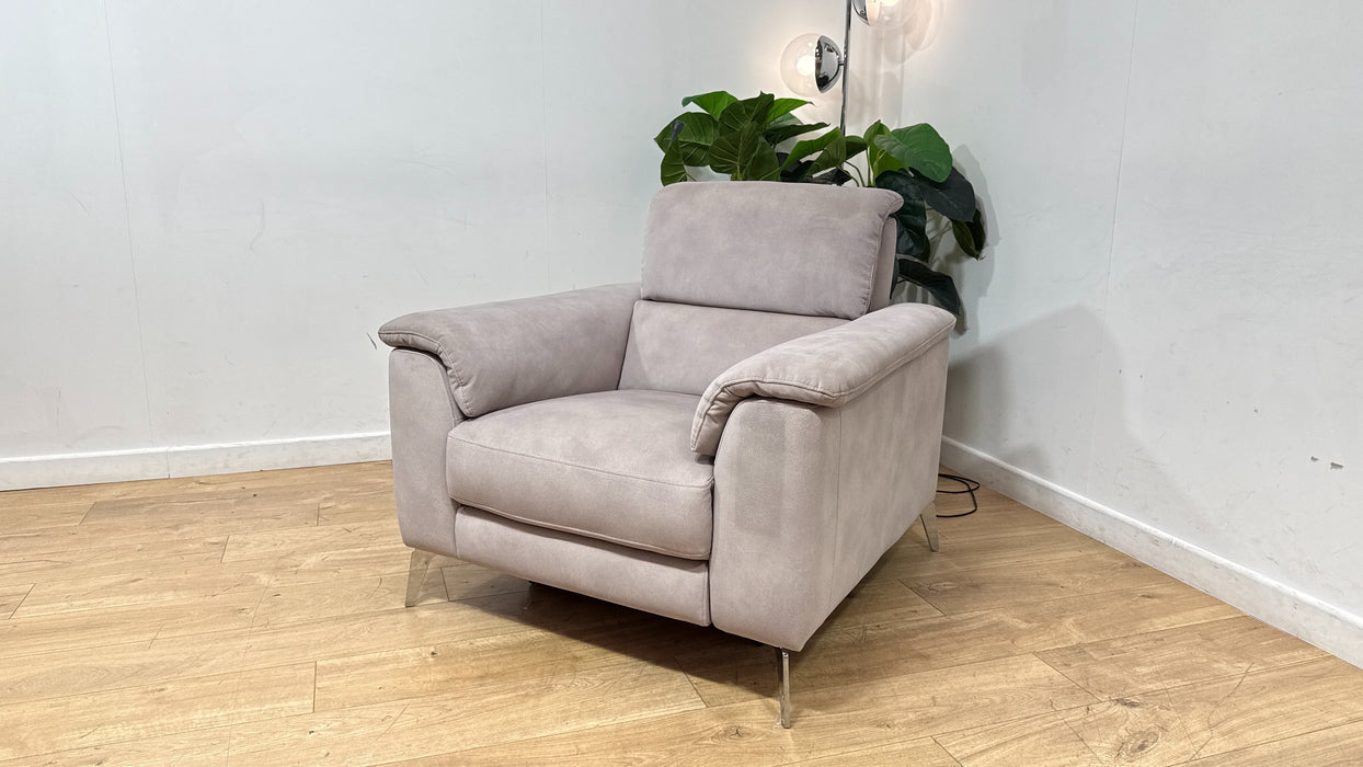 Sofology Illinois Fabric Chair Power Recliner/Headrest Heated Seat in Lifestyle Mottled Marble