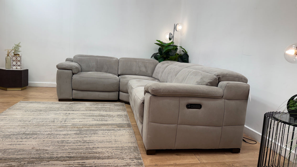 Sofology Laurence Fabric 1 Corner 3 Power Recliner/Headrest in Lifestyle Textured Grey