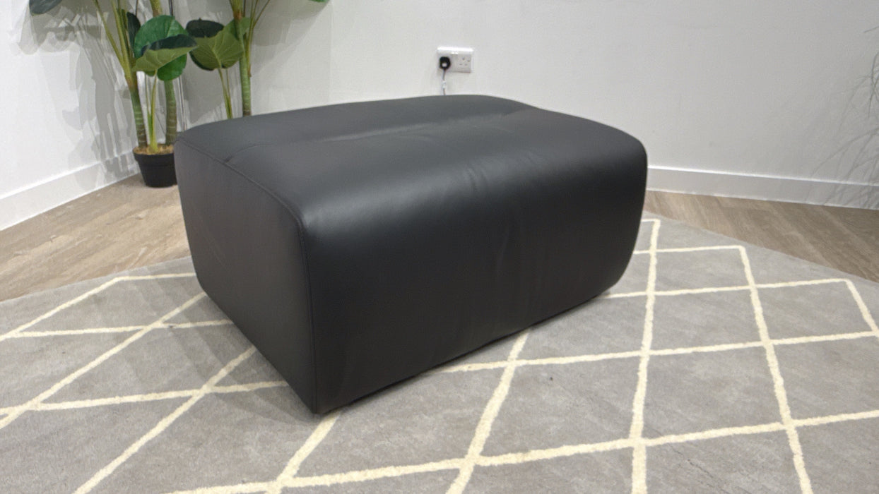 Sofology Daxton Leather Footstool in Trusty Matt Black
