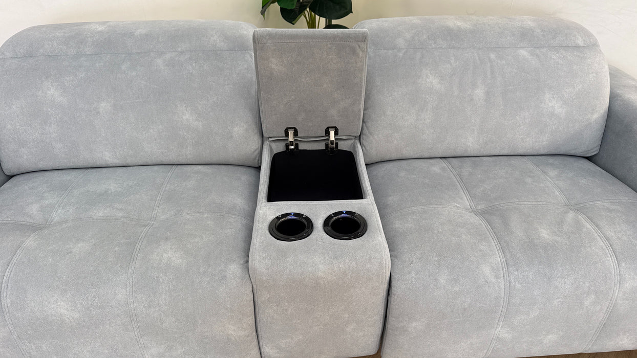 Sofology Marvella Fabric 2.5 Seater Console Power Recliner/Headrest in Lifestyle Flecked Silver