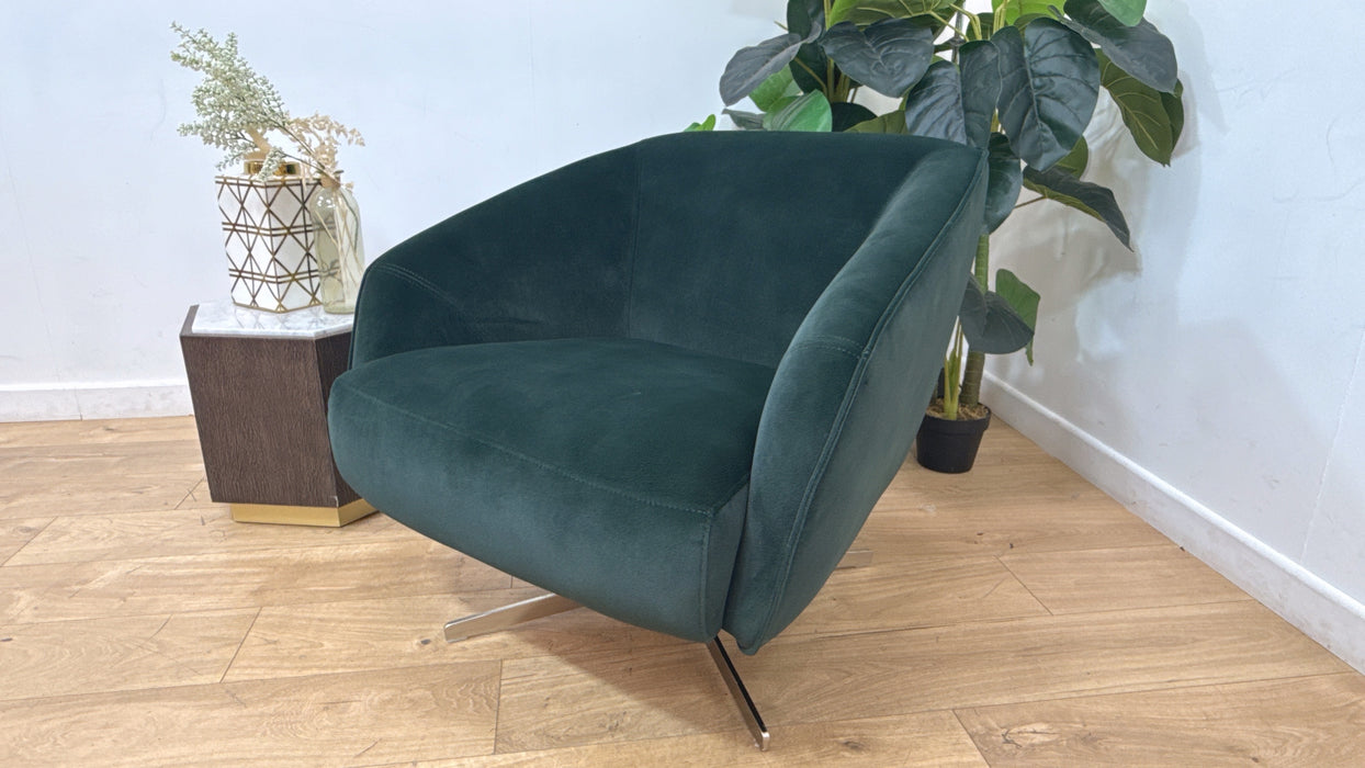 Sofology Adler Fabric Swivel Chair in Lifestyle Mottled Dark Green
