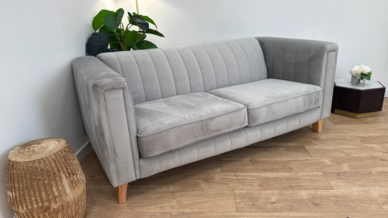 Sofology Fluted Isla Fabric 2 Seater in Velluto Silver
