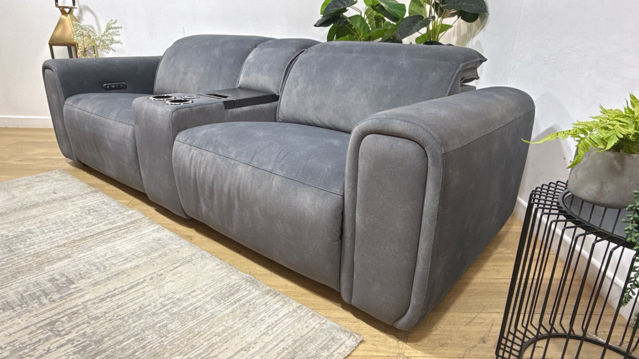 Sofology Premiere Fabric 2.5 Seater Smart Console Power Recliner/Headrest in Lifestyle Flecked Charcoal