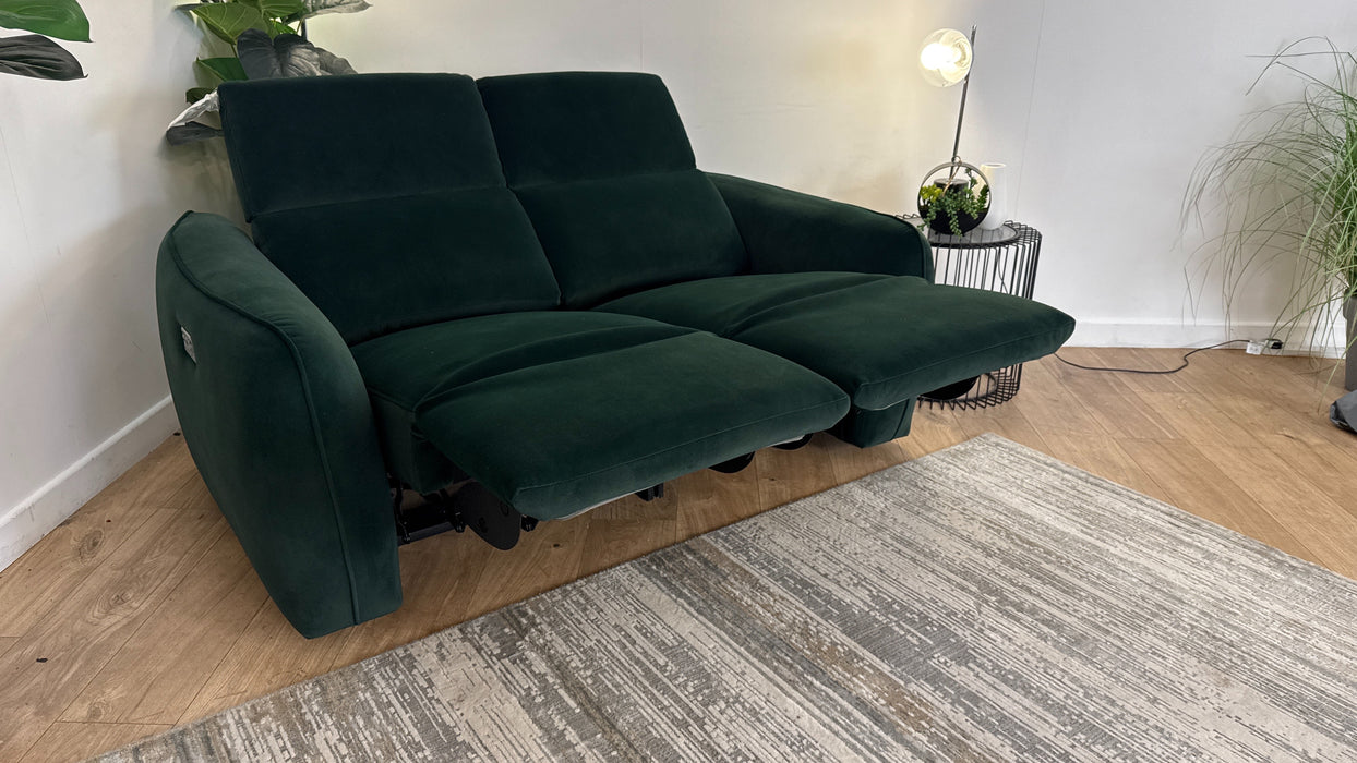 Sofology the Serene Fabric 2 Seater Power Recliner/Headrest in Lifestyle Mottled Dark Green