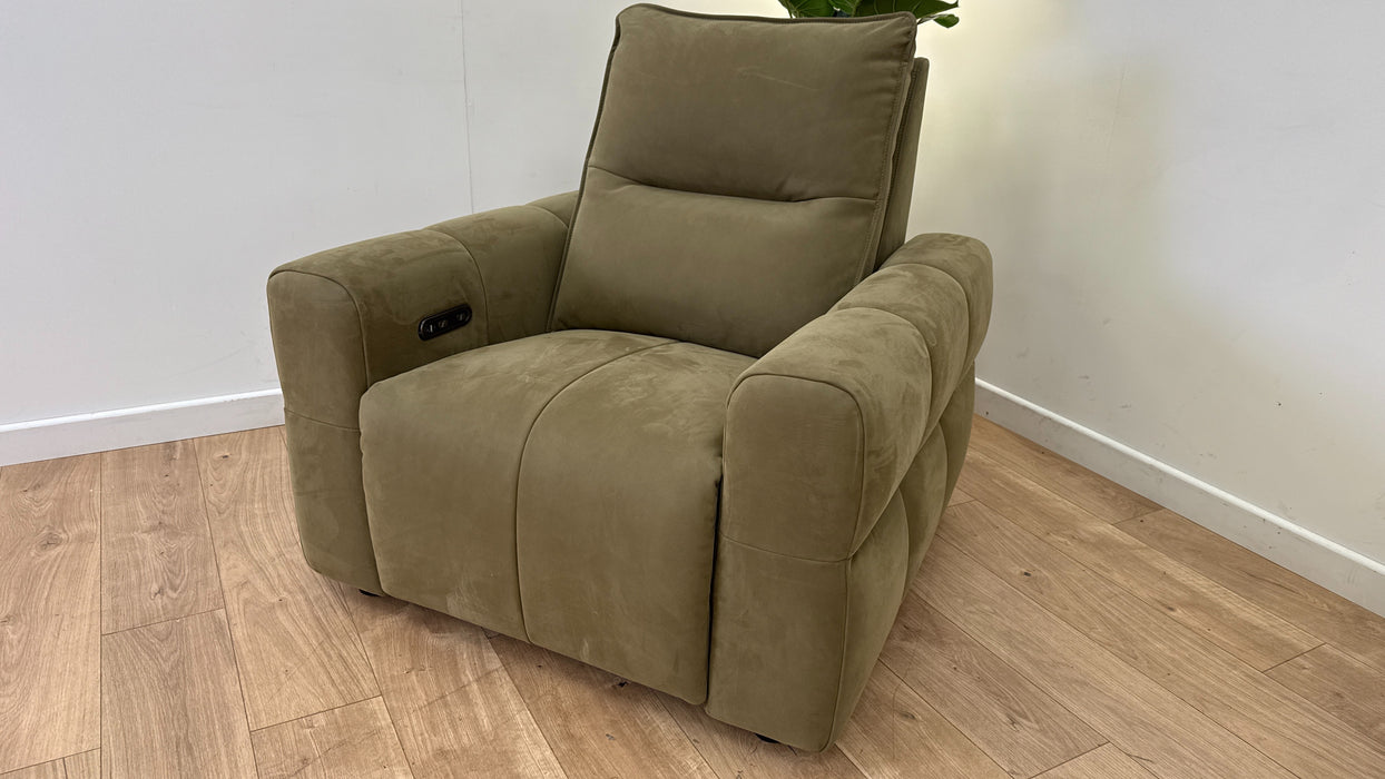Sanctuary Fabric Chair Power Recliner in Lifestyle Nubuck Feel Fabric Moss