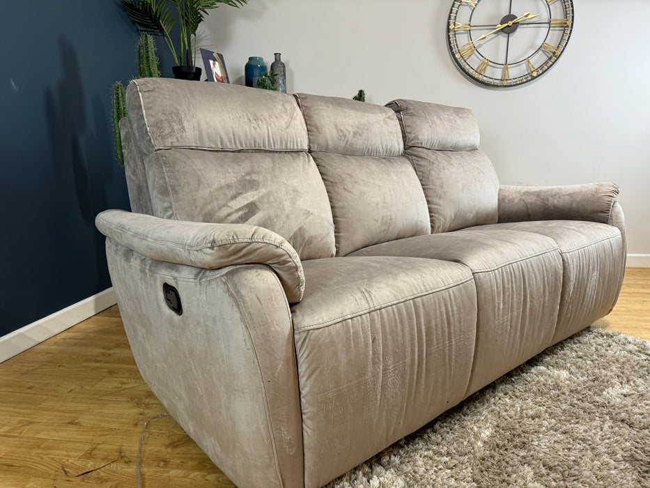 Parker Fabric 3 Seater - Velvet Mink - Manual Recliner (WA2)