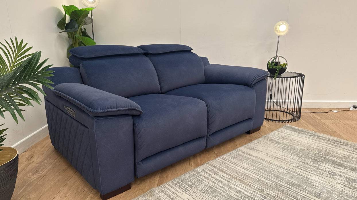 Sofology The Benz 2 Seater Fabric Recliner Sofa in Lifestyle Flecked Navy