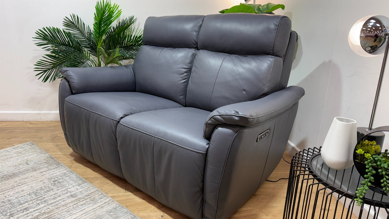 Sofology Parker Leather 2 Seater Power Recliner/Headrest in Trusty Sheen Lavendar Grey