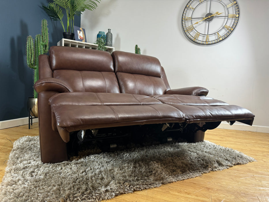 Gracy 2 Seater Leather Chocolate Power Headrest & Power Recliner