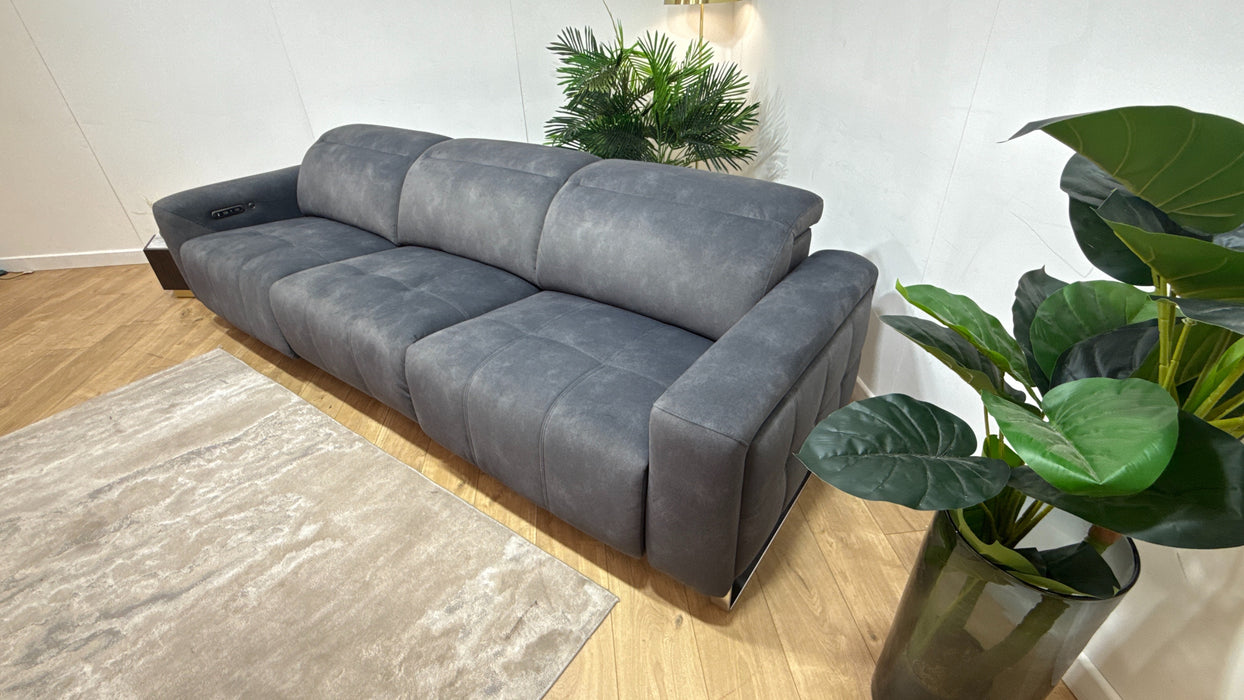 Sofology Marvella Fabric 4 Seater Split Power Recliner/Headrest Heated Seats in Lifestyle Flecked Charcoal