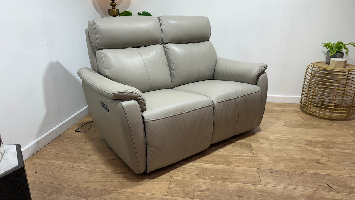 Sofology Parker Leather 2 Seater Power Recliner/Headrest in Trusty Sheen Lead Grey
