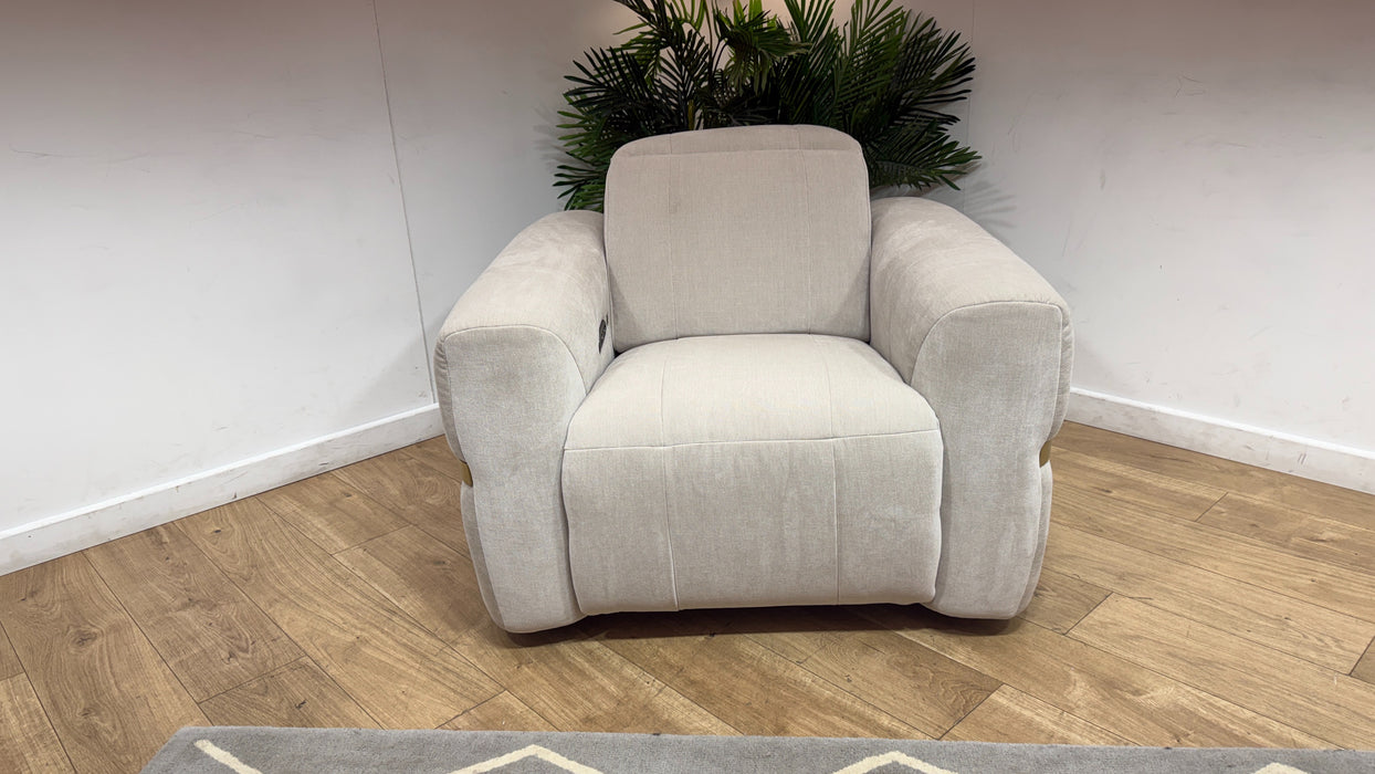 Sofology Lumiere Fabric Chair Power Recliner/Headrest in Relaxed Chenille Cotton