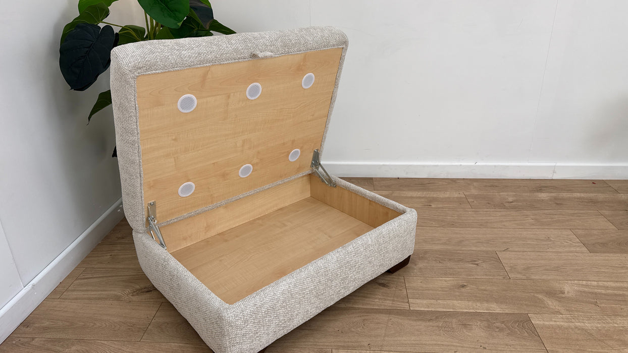 Sofology Tallulah Fabric Storage Footstool in Basketweave Chenille Silver