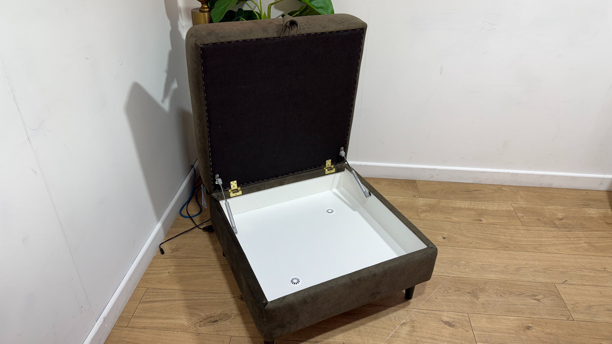 Sofology The Hackney Fabric Storage Memory Foam Footstool in Lifestyle Dapple Olive Green