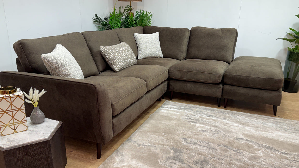 Sofology Hackney Fabric 2 Corner 1 Terminal Sprung Seats in Lifestyle Dapple Olive Green Mix