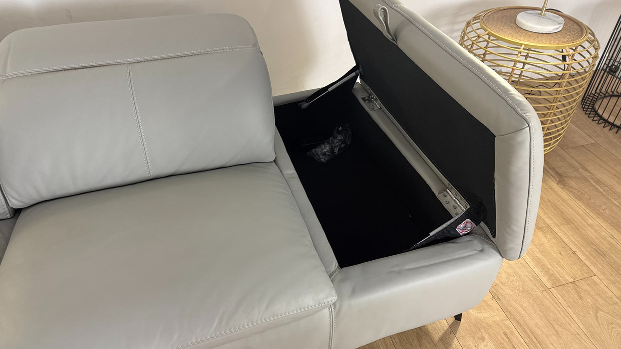 Venosa Left Hand Leather Corner Sofa in Grey Mist