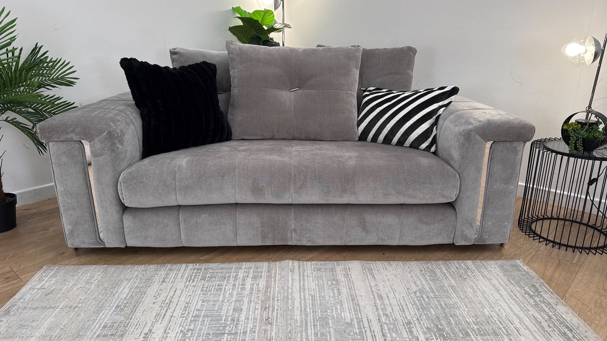 Sofology Oscar 2 Seater Fabric Sofa in Textured Chenille Silver