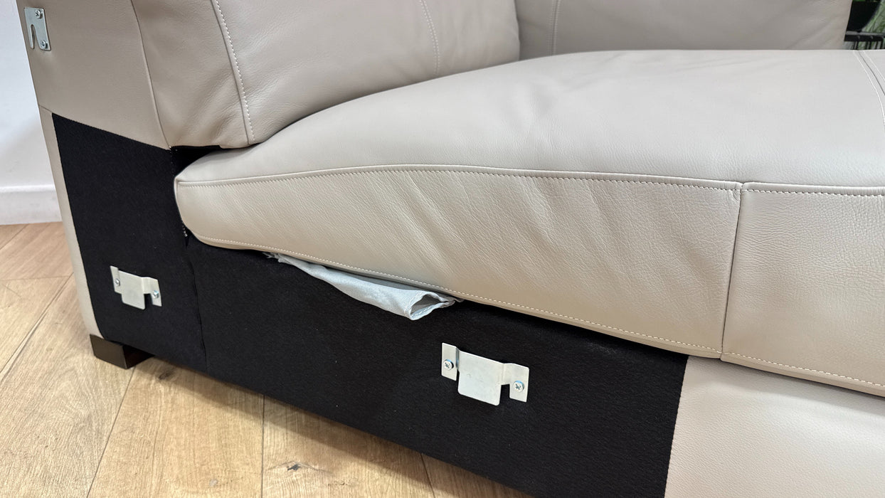 Sofology Metropolitan Leather 4 Seater Chaise Sofa Bed with Storage in Trusty Matt Plus Stone
